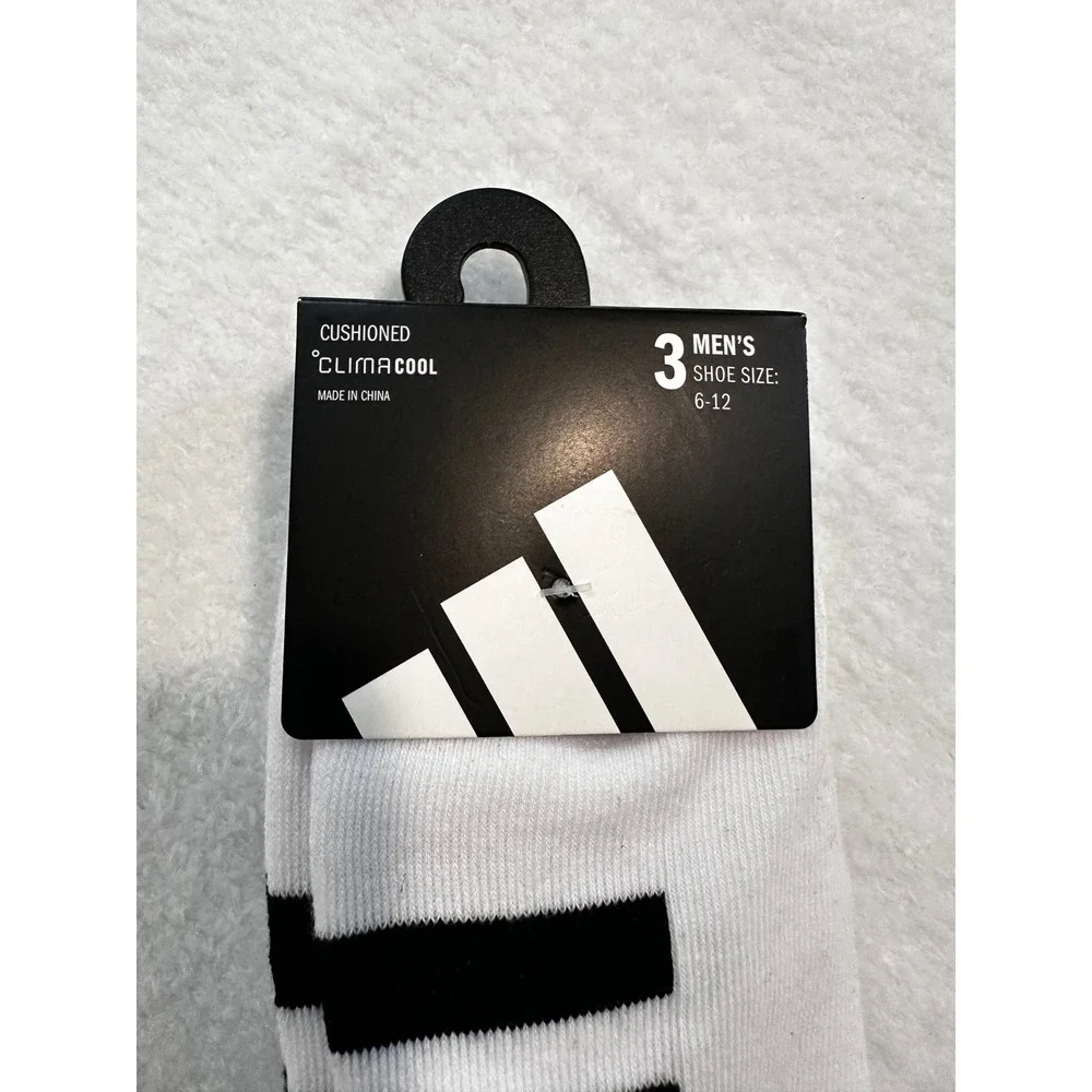 Adidas Mens ClimaCool Cushioned Low Cut Socks 3 Pack White Black Size 6-12